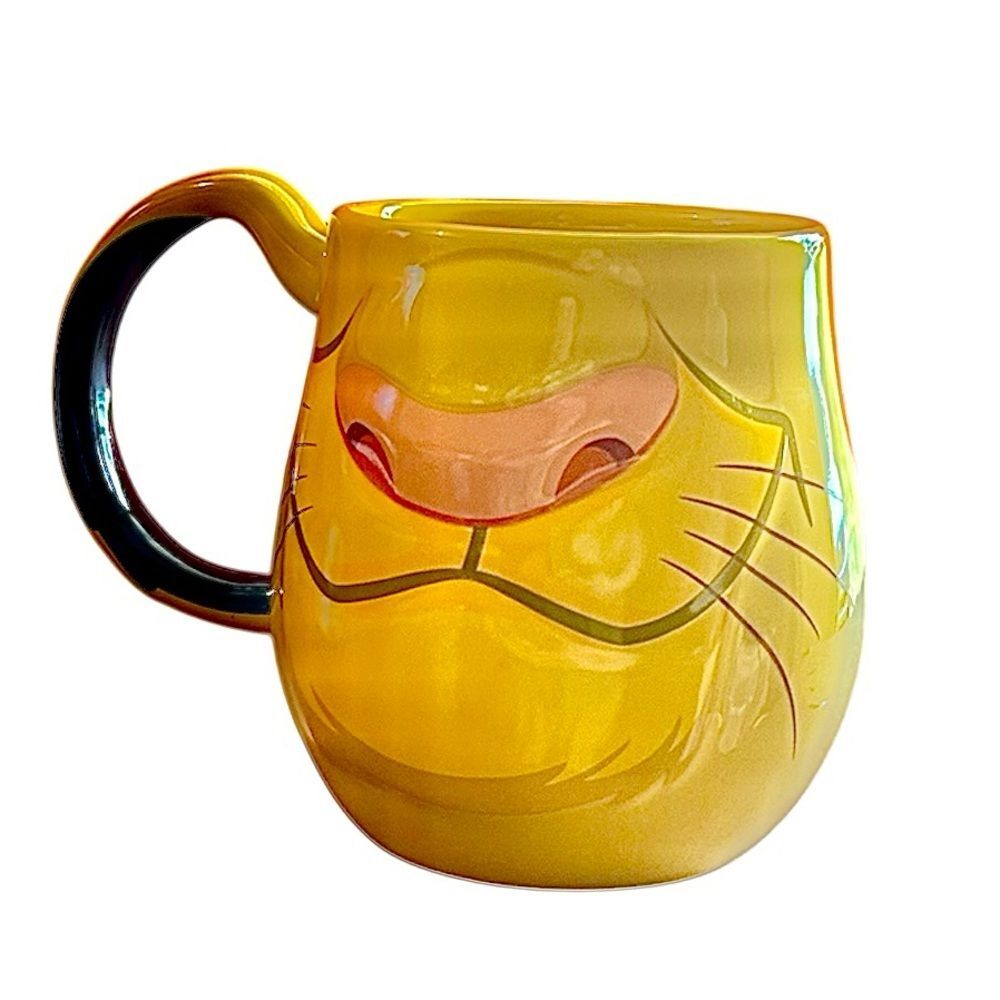 Disney Lion King Simba Face and Cub Simba Large Coffee Mug Yellow and Black